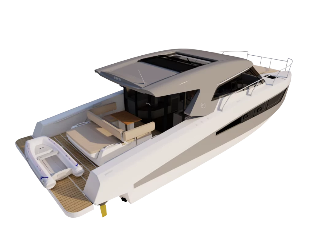 THE MAKAI M42 SUNROOF HYDRAULIC SWIMMING PLATFORM POWER CATAMARANS